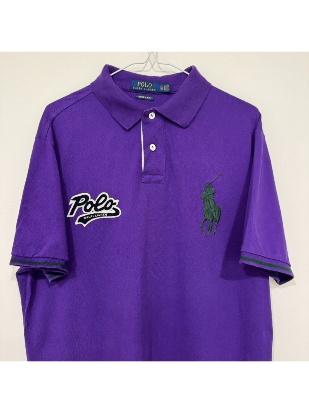 Polo Ralph Lauren Mens Script Logo Big Pony Polo Shirt Size XL Purple Green
